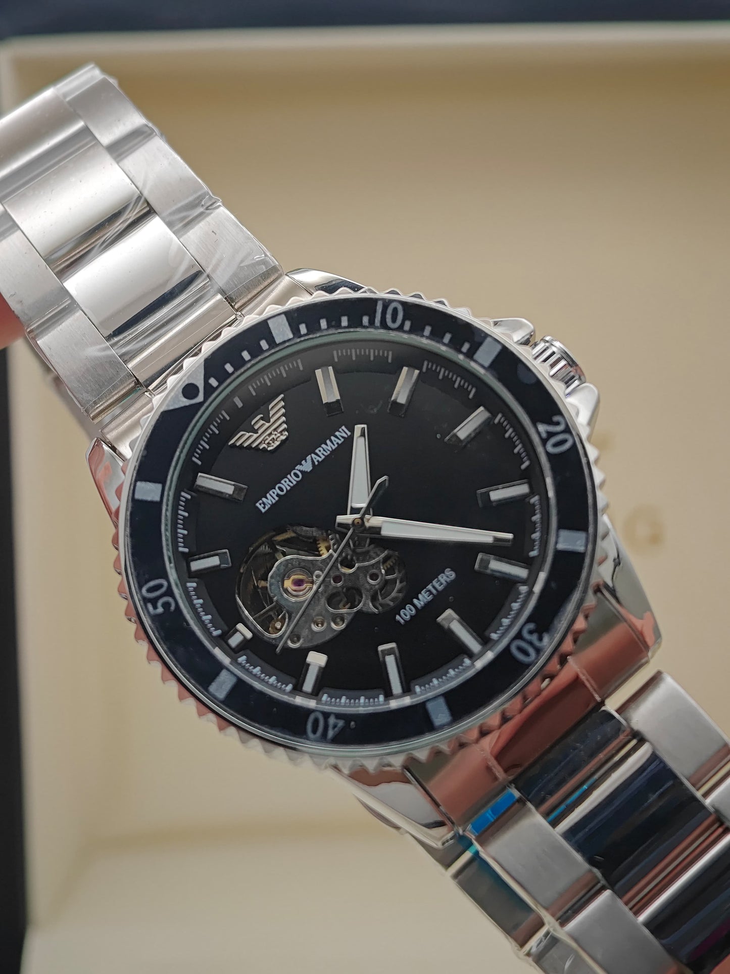 Emporio Armani Men’s Stainless Steel Black Dial Watch