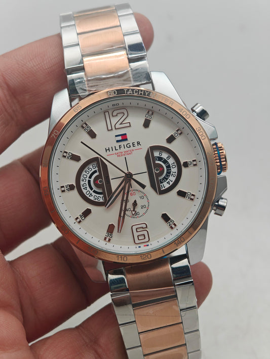 Tommy Hilfiger Decker side chronograph White with bronze strap